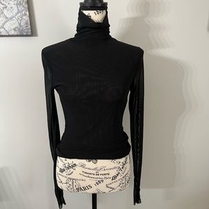 AFRM sheer mock turtle neck blouse